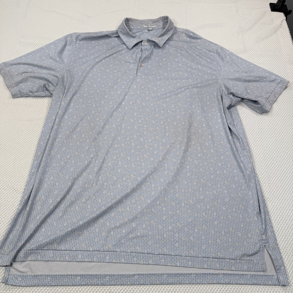 Peter Millar Summer Comfort Men's XXL Blue Cocktail Print Golf Polo Shirt
